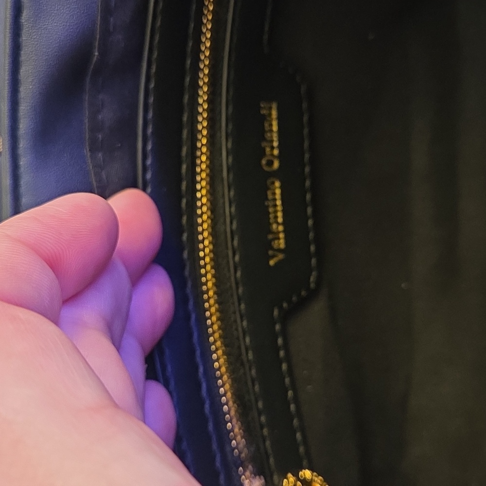 Valentino Orlandi Black Crossbody Bag with Gold Studs and Logo - Picture 7 of 7